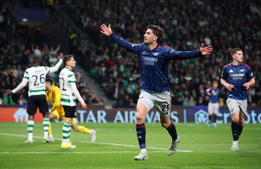 Kai Havertz ghi bàn phút 90+1 giúp Arsenal thắng kịch tính Sporting 1-0.